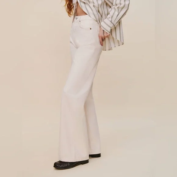 Reformation Cary High Rise Slouchy Wide Leg Jeans in Fior Di Latte (US 4/27) - Picture 2 of 6